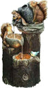 Rehomy Garden Solar Squirrel Statue Ornament Waterfall Squirrel Sculpture with Light Garden Landscaping Decoration...
