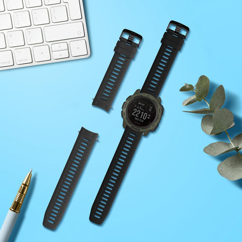kwmobile Straps Compatible with Garmin Instinct 2 Solar/Instinct 2 Straps - 2x Replacement Silicone Watch Bands - Black/Grey...