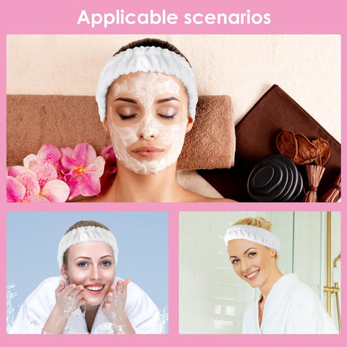Spa Facial Headband, Makeup Headbands Terry Cloth Hair Band for Washing Face Yoga Sports Shower Skincare Elastic Head Band Wrap for Girls and Wome...