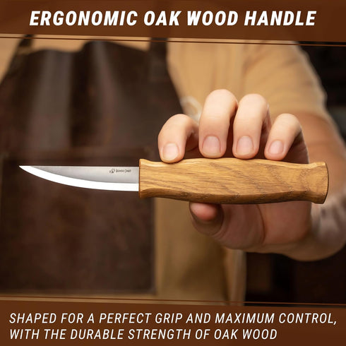 BeaverCraft Wood Carving Sloyd Knife C4s 3" - Whittling Knife with Leather Sheath for Carvers - Chip Wood Carving Tools for Beginner and Profi...