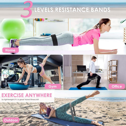 Resistance Bands for Legs and Butt, Fabric Exercise Bands Set, Thick Wide Stretch Fitness Bands, Non-Slip Workout Loop Bands, Booty Hip Bands for ...