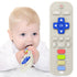 USLAI Baby Teething Toy (TV Remote Shape) - Food Grade Silicone Chew Toy for Babies 3-24 Months - BPA-Free Teether for Soothing Gums - White...