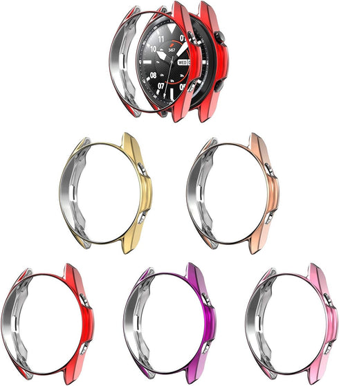 Compatible with Samsung Galaxy Watch 3 41mm 45mm Case,Soft TPU Fashion Plated Metal Color Frame Shock Resistant Proof Cover Protective Protector S...