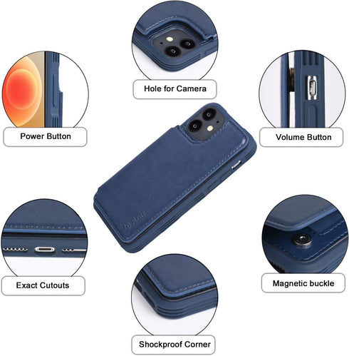 Arae Compatible for iPhone 12 Case and iPhone 12 Pro Case with Card Holder - Wallet Case with PU Leather Card Pockets Back Flip Cover for iPhone 1...