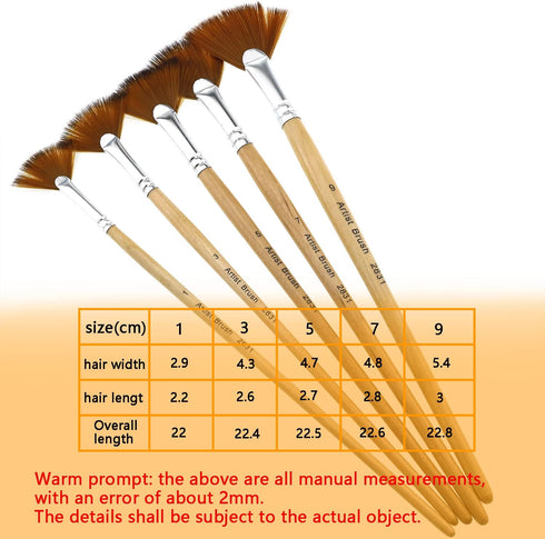 5 in 1 Fan Paint Brushes Kit Professional Artist Acrylic Paint Brushes Set for Watercolor, Acrylics, Ink, Gouache, Oil, Tempera Painting...