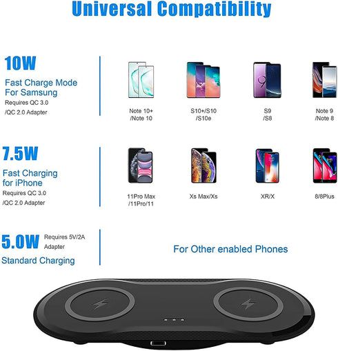 Tysun Wireless Charger, 2 in 1 Wireless Charging Station, Fast Wireless Charging Pad for iPhone 14,13,12 Pro Max/Pro/Mini/Plus...