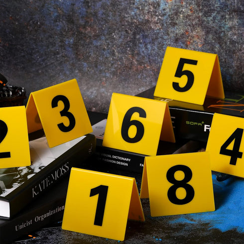 10 Pcs Evidence Markers Detective Scene Markers Murder Mystery Party Decorations Number ID Tents for Clue Game Murder Theme Halloween Party Suppli...