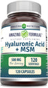 Amazing Formulas Hyaluronic Acid & MSM Supplement | 500 Mg | 120 Capsules | Non-GMO | Gluten-Free | Made in USA...