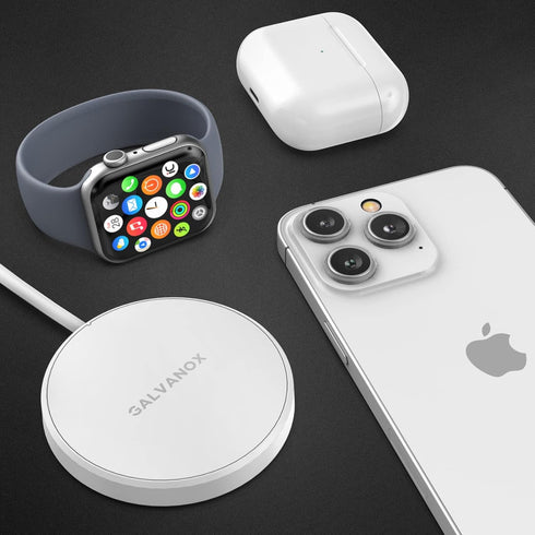 Galvanox Watch + iPhone Magnetic Wireless Charger (Compatible with MagSafe) Charges Apple Watch Series 4/5/6/7/8 and iPhone 15/15 Pro Max, 14, 13,...
