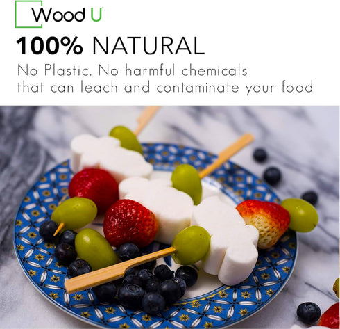 Wooden Bamboo Skewers Paddle Picks - 7" 100 Pcs Toothpicks For Appetizers - Cocktail Picks for Fruits, Kabab...