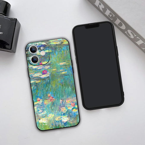 Retro Floral Phone Case for iphone 11, Water Lilies by Monet Green Landscape Aesthetic Art iphone Case, Shockproof Protection...