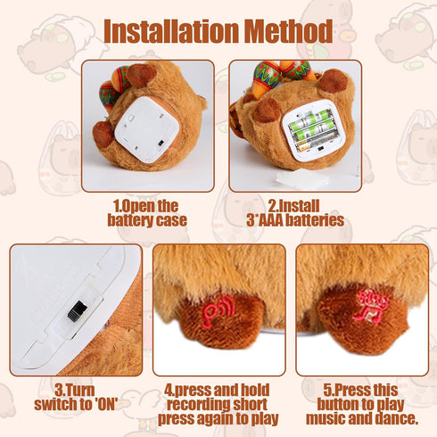 Talking Capybara Plush Toy, Dancing Capybara Stuffed Animal, Interactive Toy Mimicking Capybara Plushie Repeating What You Say, Musical Funny Toy ...