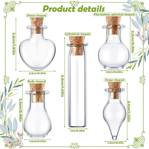 Patelai 50 Pcs Mini Glass Bottles Jars with Cork Stoppers Tiny Cork Glass Bottles Small Wishing Message Jars DIY Decor for Winter Christmas Party ...