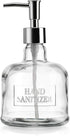 Elegant Home 18 Oz 7" Clear Embossed Glass Hand Sanitizer Dispenser Holder Bottle - Refillable, Acrylic Pump Ideal for Soap, Body Lotion, Essentia...