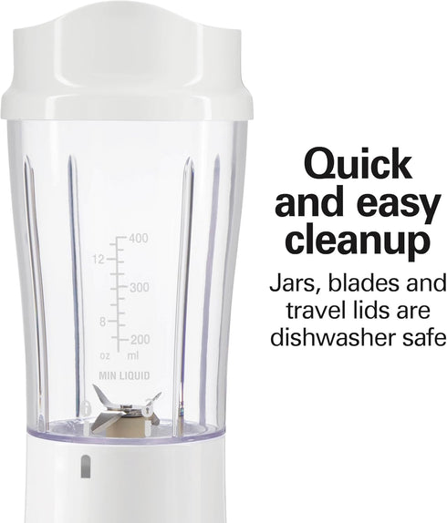 Hamilton Beach Portable Blender for Shakes and Smoothies, 14 Oz BPA Free Travel Cup & Lid, Durable Stainless Steel Blades, Personal Smoothie Blend...