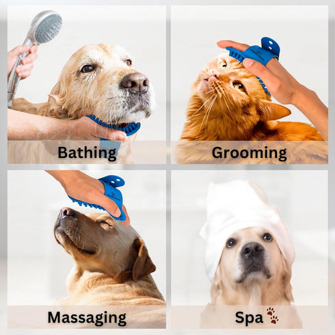 Dog Bath Brush - Silicone Grooming and Shedding Brush for Dogs & Cats, Puppy Essentials Dog Shampoo Brush, Pet Hair Removal Tool for Deep Clean & ...
