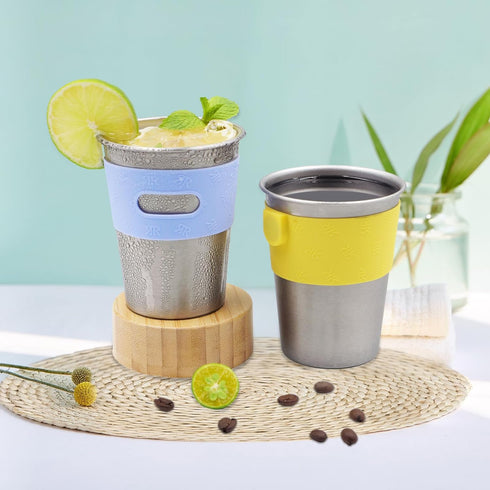 Rich&Ray 12oz Magnetic Fridge Cups, Magnetic Hanging Cup Hanging on Fridge, Ruesuable Stainless Steel Cups with Silicone Cup Holder for Fridges or...
