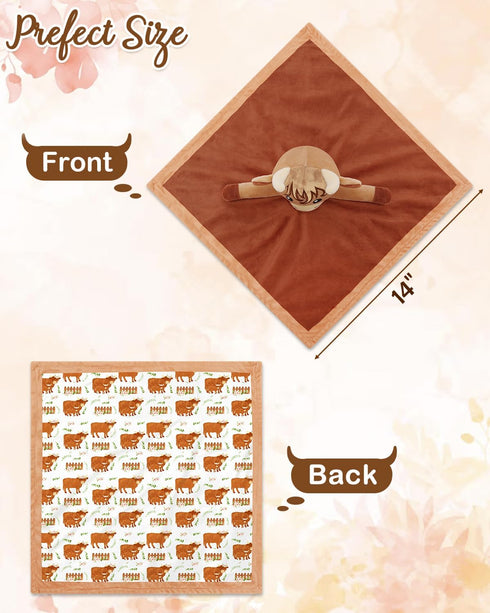 Highland Cow Baby Girl Security Blanket-Floral Highland Cow lovey-Baby nursery stuff-Gfit for Newborn Girl Baby shower...