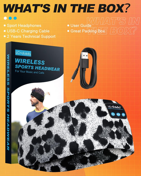 LC-dolida Sleep Headphones Bluetooth Headband, Cozy Wireless Headphones Headband, Sleep Mask with Bluetooth Thin HD Stereo Speakers Perfect for Si...