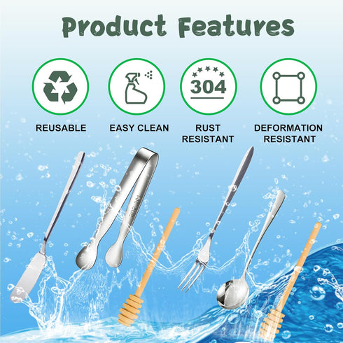 18 Pieces Charcuterie Board Accessories Stainless Steel Cheese Butter Spreader Knives Set Include Mini Serving Tongs, Knives, Spoons, Forks, Honey...