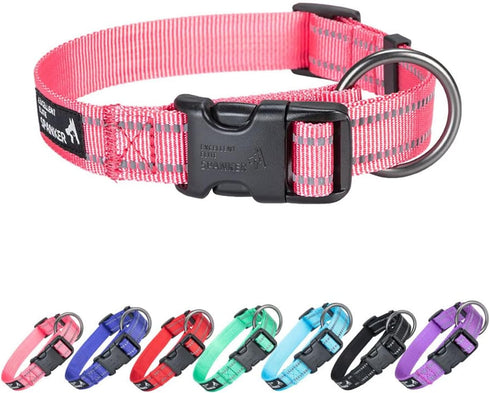 EXCELLENT ELITE SPANKER Reflective Dog Collar Classic Breathable Nylon Adjustable Pet Collar with Quick Release Buckle for Boy Girl Male Female Pu...