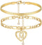 YANODA Gold Ankle Bracelets for Women Waterproof, 14k Gold Plated Layered Snake Anklets Figaro Chain Letter Initial Anklets Handmade Heart Ankle B...
