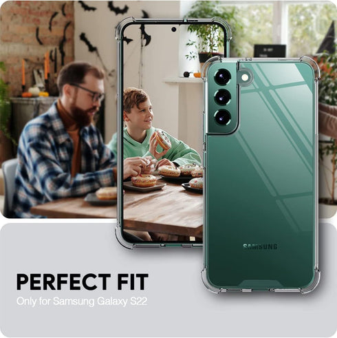 KIOMY Case for Samsung Galaxy S22 5G Shockproof Bumper Protective Cover with Airbags Corners Hybrid Design Hard PC Back with Flexible TPU Frame Cl...