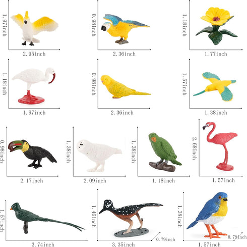 ONEST 13 Pieces Mini Bird Figurines Playset Hand Painted Tiny Birds Realistic Detailed Resin Bird Figures Toys Small Bird Figurines for Kids Adult...