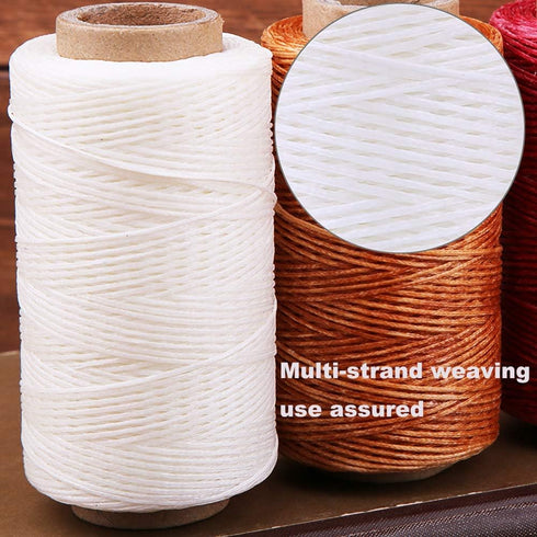 Qmnnma Waxed Thread 284Yards, Leather Sewing Waxed Thread Cord, 150D Waxed Book Binding Thread, Waxed Coated Thread for Beginners Leather Craft DI...