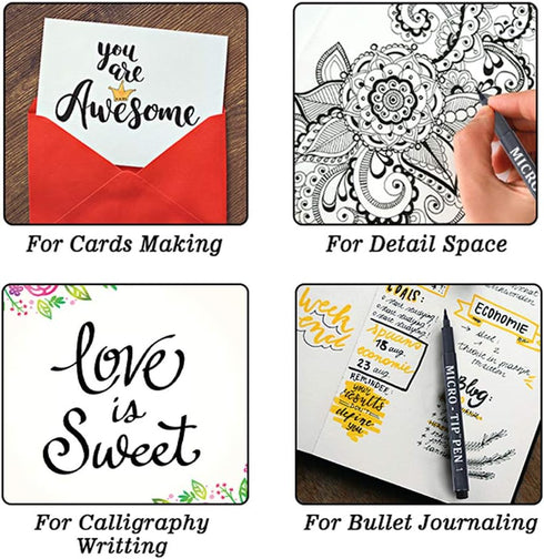 Hand Lettering Pens, 15 Pack Calligraphy Brush Pen Markers Black Ink for Beginners Writing, Lettering, Journaling, Art Drawing, Signature, Illustr...