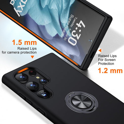 JAME for Samsung Galaxy S24 Ultra Case, Slim Fit Shockproof Protective S24 Ultra Case, with Ring Holder Kickstand, Military-Grade Protection Phone...