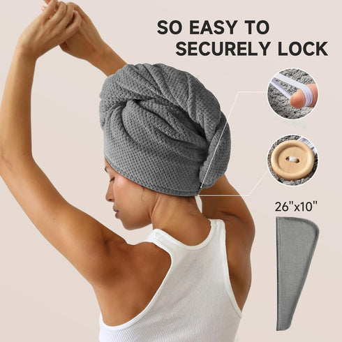 3 Pack Microfiber Hair Towel Wrap for Curly Hair, Super Absorbent Hair Drying Towel for Women, Kids, Hair Care Accessories, Hair Turban for Wet Ha...