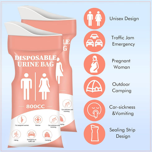 DIBBATU Disposable Urinal Bag,12 PCS 800ML Emergency Urine Bag, Unisex Urinal Bag, Portable Camping Pee Bag, Travel Urine Bags Vomit Bag for Traff...
