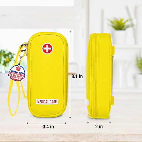 EpiPen Medical Carrying Case Insulated, Travel Medication Organizer Bag Emergency Medical Pouch, Fits 2 EpiPens, Asthma Inhaler, Anti-Histamine, A...