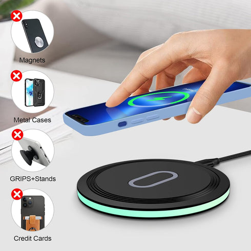 15W Android Wireless Charger Samsung Fast Charging with QC 3.0 Adapter for Samsung Galaxy S24 Ultra S23 FE S22 S21 S20 Note 20 S10 S9 S8 Z Flip 5 ...