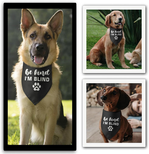 Be Kind I'm Blind Triangle Dog Bandana Blind Dog Devices for Blind Dogs Funny Puppy Bandana Photo Prop Pet Scarf Accessories for Pet Dog Lovers Gi...