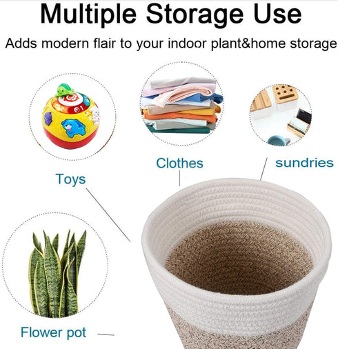 Woven Cotton Rope Plant Basket for 8" Flower Pot Small Basket for Plants Storage Organizer H7.5 x W8.5...