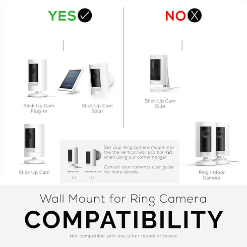 Adhesive Wall Mount for Stick Up Cam (2 Pack) Security Camera (Battery, Wired & Solar Versions) No Hassle Bracket Holder, No Screws, No Mess Insta...