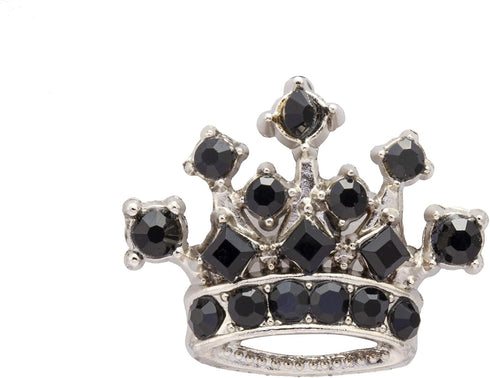 AN KINGPiiN Men's Royal Crown Crystal Lapel Pin Badge Brooch (Silver-Black)...
