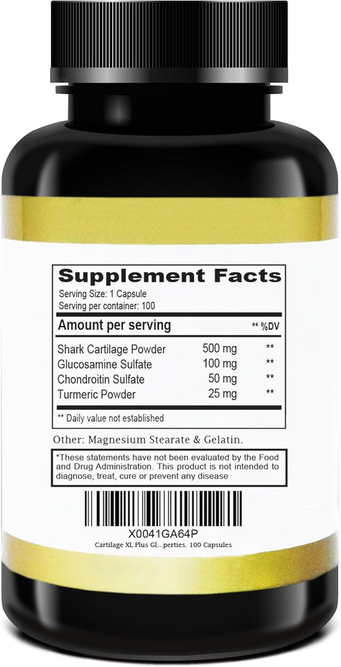 Cartilage XL Plus Glucosamine, Chondroitin & Turmeric. Joint Support Supplement. Antioxidant Properties. 100 Capsules...