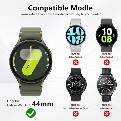(4+4 Pack) Screen Protector Case for Samsung Galaxy Watch 7 44mm, Hard PC Bumper & HD Anti-Fog Tempered Glass Protective Film Face Cover for Galax...