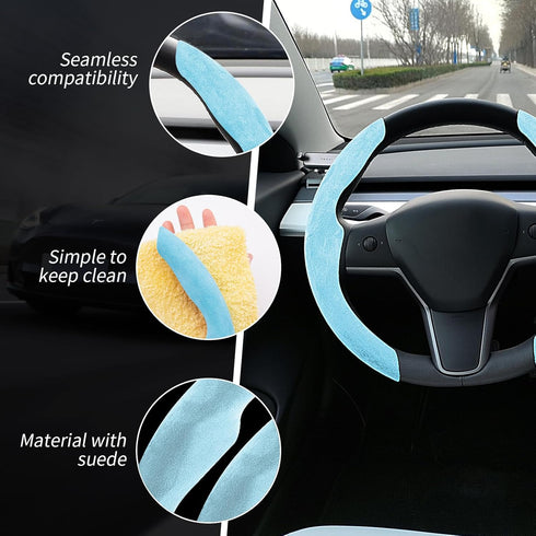 Evankin Tesla Model3 Steering Wheel Cover?Suede car Accessory for Women and Men?Easy to Install?Breathable & Non-Slip for Tesla Steering Wheel Cov...