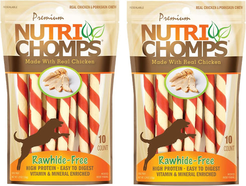 NutriChomps Dog Chews – 5-inch Twists, Easy to Digest, Rawhide-Free Dog Treats, Healthy, 10 Count, Real Chicken Flavor, Bundle of 2 (NT062V-2)...