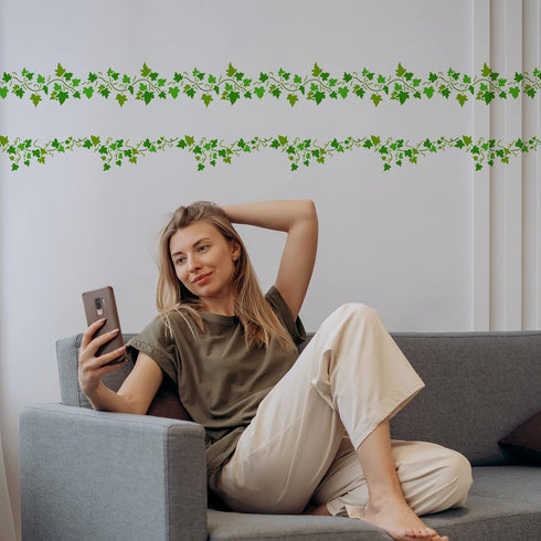 FINGERINSPIRE Ivy Painting Stencil 11.8x11.8 inch Hollow Out Vine Leaves Craft Stencil Reusable Wall Border Leaf Stencil Plastic PET Plant Stencil...