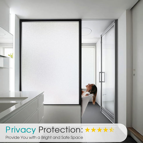 Coavas Window Privacy Film Frosted Glass Window Clings Heat Blocking Frosting Film Decorative Bathroom Door Window Coverings Day and Night Privacy...