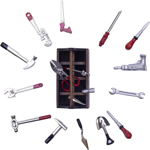 18Pcs 1:12 Miniature Repair Tools Doll House Accessories Multi-Tool Miniature Tool Model Set for DIY Crafts Ornament Dollhouse Decoration Toys...