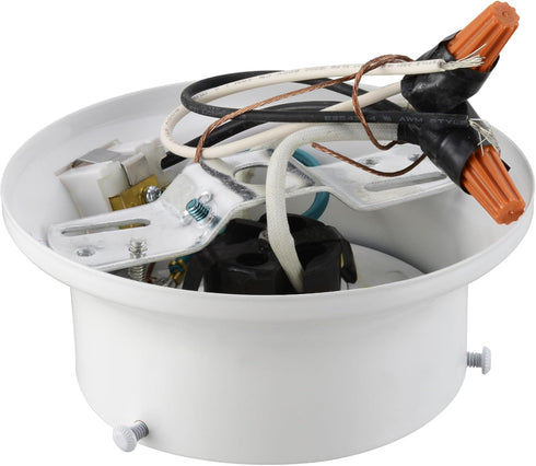 Aspen Creative 22103-03-1, Flush Mount Ceiling Fixture Shade Holder Kit with Outlet in Matte White Finish 3-5/8" Fitter, 4-3/4" Diameter x 2" Heig...