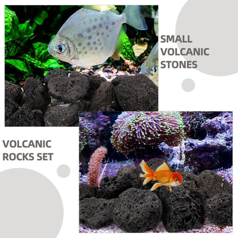 INOOMP Aquarium Lava Rocks, 1 Set of Black Volcanic Rocks Natural Lava Pebbles Stones Planter Natural Stones for Fireplaces Fire Pits Plants Culti...
