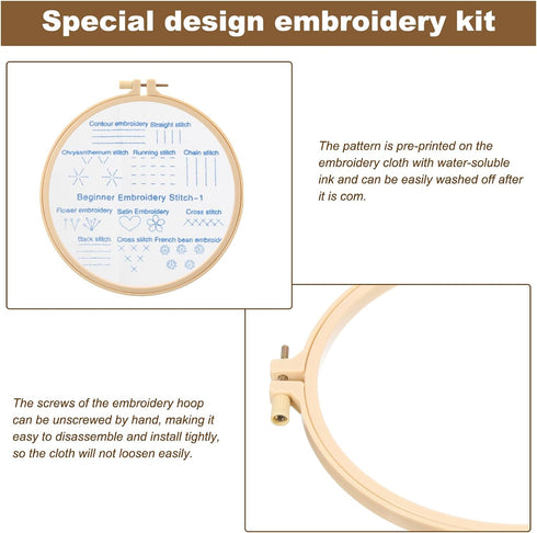 PATIKIL Embroidery Kit for Beginners, 3 Sets Cross Stitch Kits for Beginners Embroidery Kits Hand Stamped Pattern Learn to 30 Stitches with Instru...