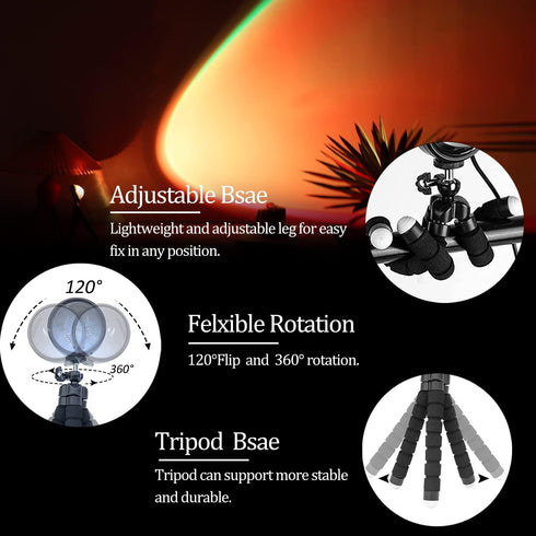 Sunset Lamp Projector Multicolor Changing LED Projection Lamp,Switch Button and APP Control 360 Degree Rotation Sunlight Lamp for Photography, Bed...